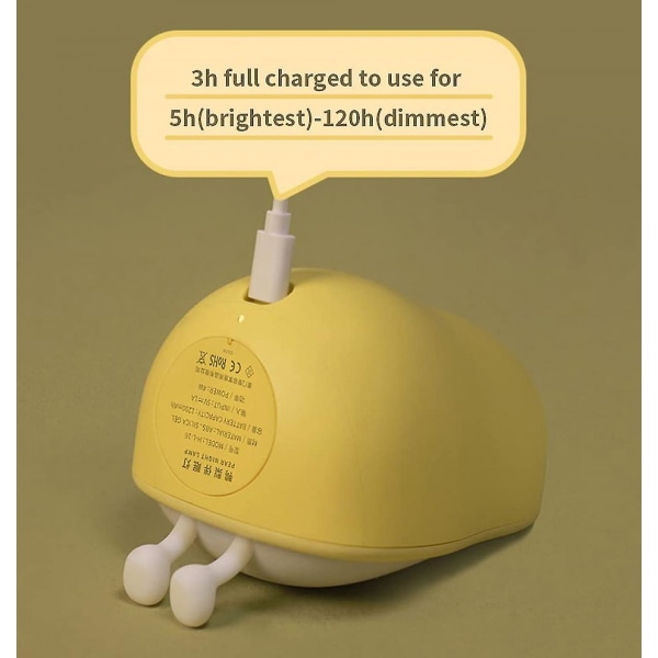 Natlys til børn USB genopladelige lamper, BPA-fri ABS+silikone senglampe til amning, farveskiftende, gul pære