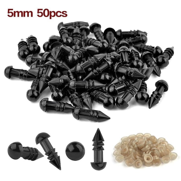 50/100 stk 5-20 mm sorte plastik sikkerhedsøjne til legetøj Amigurumi DIY Kit Håndværk Bamse Legetøjsøje til dukkedekoration Tilbehør 5mm-50pcs