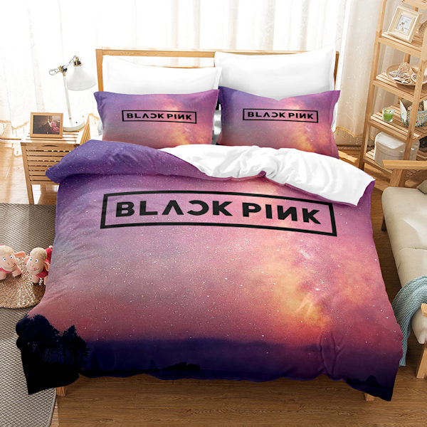 Blackpink 3D-tryckt Sängklädesset Täcke Sängöverkast Kuddfodral Barnpresent UK ENKEL 135x200cm C