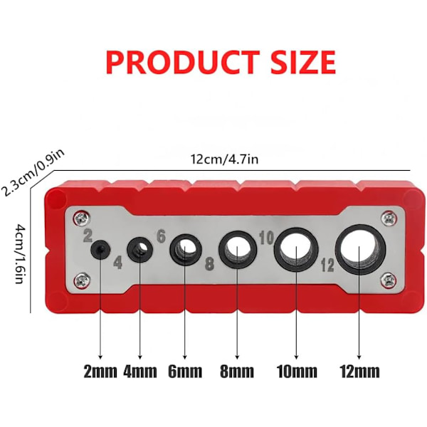 Borguide, 2/4/6/8/10/12mm rett hullborjigg, bærbar borguidelokalisator for presise rette hull i DIY-trebearbeidingsprosjekter