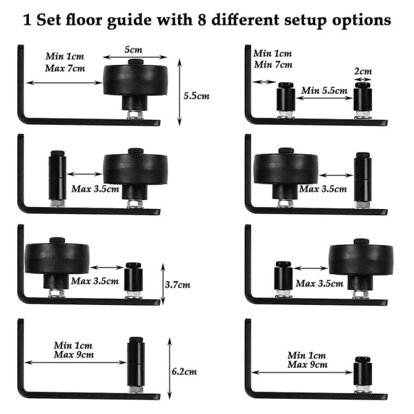Ny, velegnet 8 i 1 gulvguide justerbar skydedør gulvguide væg/bund dørguide skydedør guide sæt