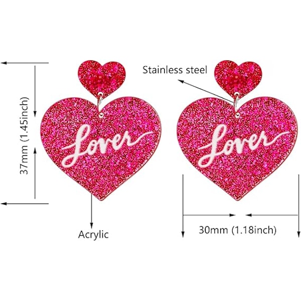 Neon øredobber hjerte akryl øredobber retro 80-tallet 90-tallet kostymefest valentinsdag halloween julefest øredobber asthetisk