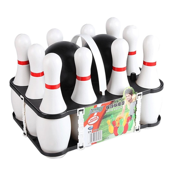 1 sæt bowlingsæt & voksne 2 bolde med 10 kegler til familie børn og voksne baggårdskegle White