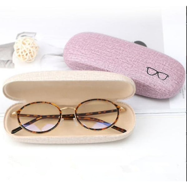 4pack Hard Shell Eyeglasses Case Protector Linen Fabrics Large Glasses Case Concise