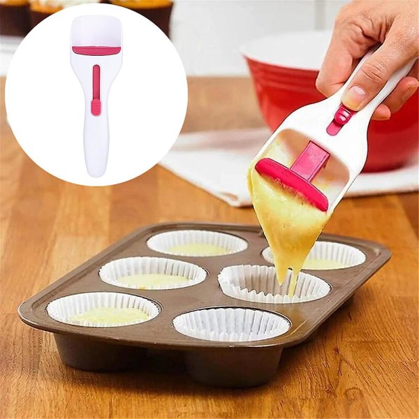 Fördelningsskopa för tårtsmet, Smetsked med en knapptryckning, Dispenser för köksmjölpasta Gör själv Cupcake-smetsskopa Bakverktyg