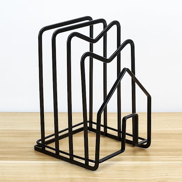 Skærebræt holder, pandearrangør, pandedeler, pandeholder, pande- og grydearrangør, køkkenlågsholder, grydelågsstativ, skålågsholder, sort