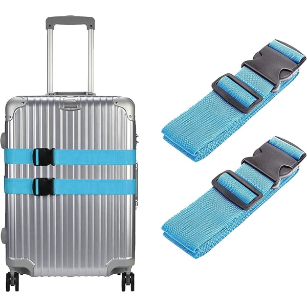 2-delers bagasjekoffertbelte, justerbare bagasjestropper, med spennelukking Reisetilbehør sikkerhetsbelter (blå)