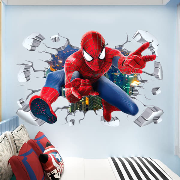 Spider-Man veggdekor 3D-effekt klistremerke romdekorasjon Gia