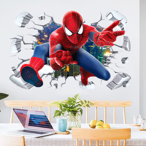 Spider-Man veggdekor 3D-effekt klistremerke romdekorasjon Gia