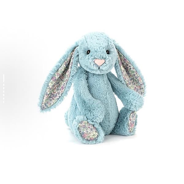 Jellycat Blue Floral Bunny Flat Toy, Medium Size, 36cm