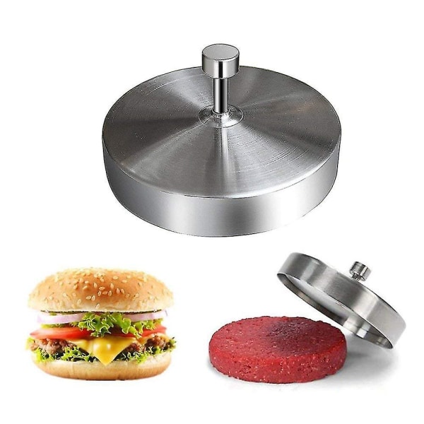 Rustfrit stålbøfpresse Hamburger Maker Non Stick Patty Form Perfekt til grill og perfekte bøffer. Nem at betjene og rengøre