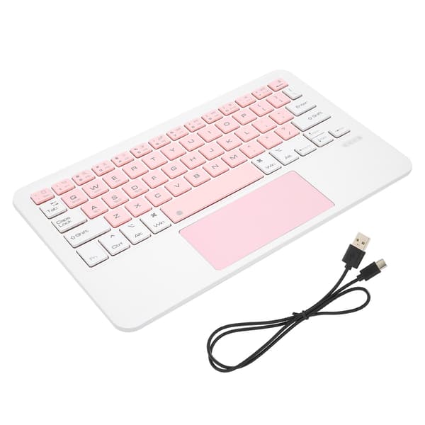 Wireless Keyboard Multi Touch Sensitive Operation Small Portable Rechargeable Keyboard for IOS Tablet White Pink