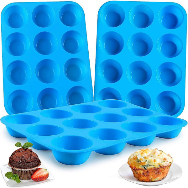 3-pakning Muffinsform - Mini Muffins - Muffinsbrett - Bakeform - Blå