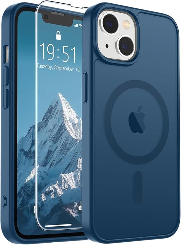 SUPFINE Magnetic Case for iPhone 15pro, MagSafe Compatible, Military Grade Protection, Slim Matte Translucent Shockproof Case, Dark Purple Deep Blue iphone15pro deep blue