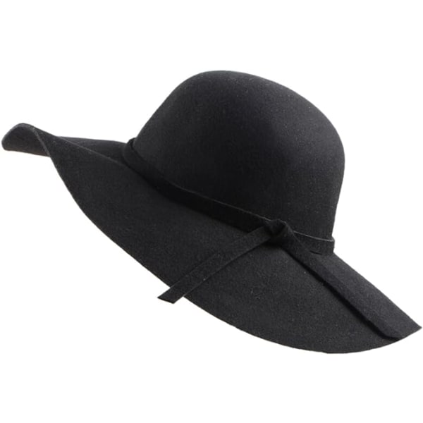 Kvinder Piger Uld Filt Bred Skygge Bowler Hat Fedora Elegant Floppy Cloche Capeline