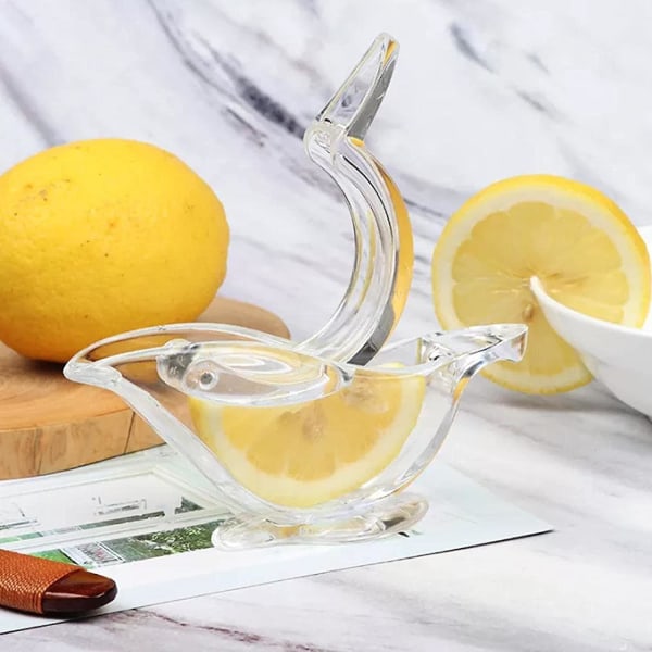 Manuaalinen sitruunapuritin, linnun sitruunapuristimen ergonominen muotoilu, kannettava akryylinen manuaalinen sitruunaviipaleen puristin Transparent
