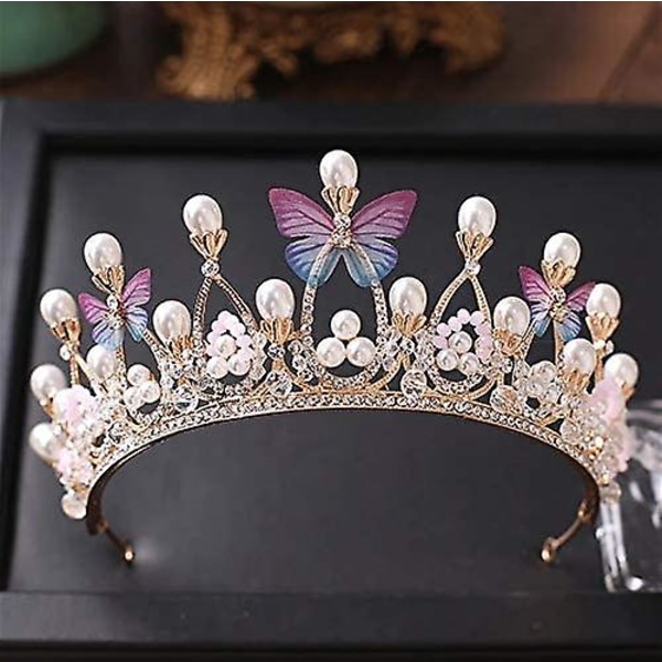 Crystal Tiara Crown Women Flower Butterfly Headband For Wedding Birthday Party