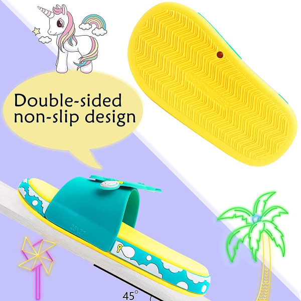 Drenge Piger Enhjørning Slides Sandaler Sød Skridsikker Tegneserie Børn Tøfler Børn Strand Pool Vandsko Til Små Børn Green Dinosaur 12.5-13 Little Kid