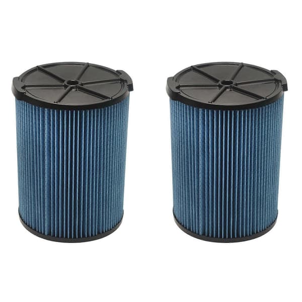 2X filter för Ridgid VF5000 dammsugare 3-lagers veckat papper våt-/torrdammsugarfilter dammsugardelar Blue