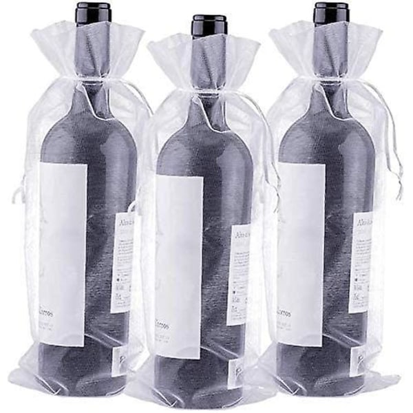 30 stk Organza Vinposer Poser - 14 X 37 Cm Hvitvinsflaske Gaveposer 750ml Med Snøre For Vinflaske Gaveinnpakning