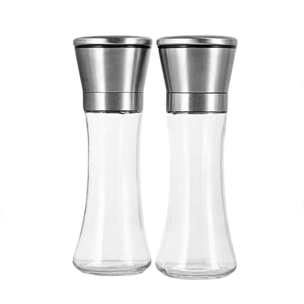 2-pack salt- och pepparkvarn - påfyllningsbar justerbar grovhetskvarn D