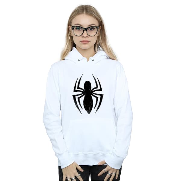 Marvel Dame/Kvinner Spider-Man Ultimate Spider Logo Hettegenser L Hvit White L