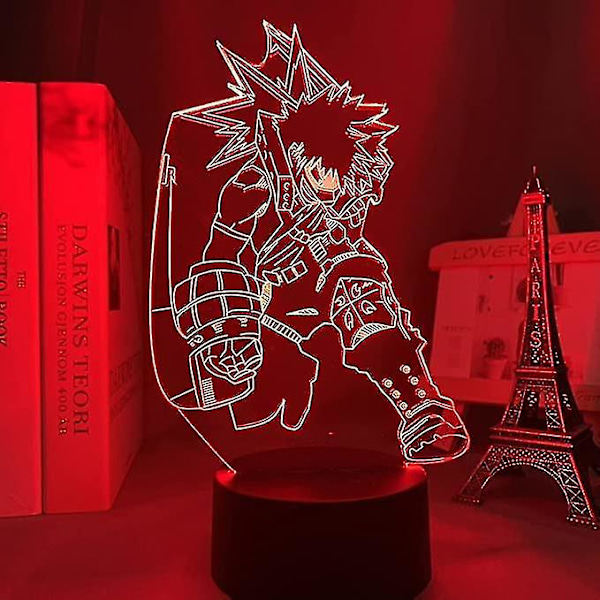 3D Nattlys Illusionslampe For Barn Anime My Hero Academia Katsuki Bakugo Lampe For Soverom Dekorasjon Bursdagsgave Tegneserie Spill Sove Lampe