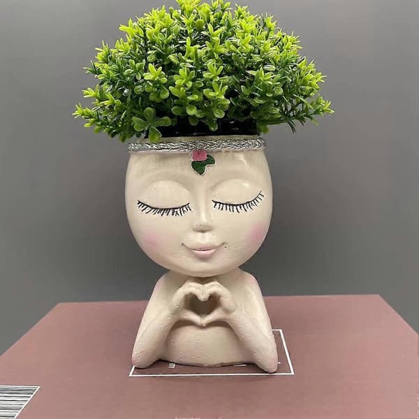 1 ST Ansiktskruka Harts Söt Kruka Dekorativ Unik Växtkruka Suckulent Blomsteransiktskruka Ansiktskruka