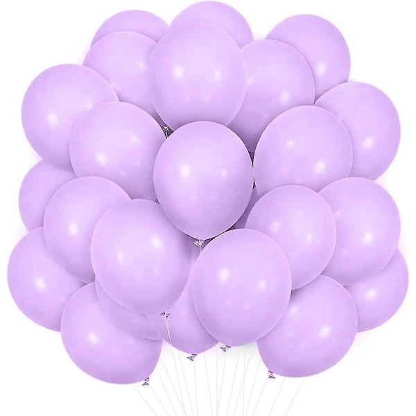 Pakke med 100 lilla lateksballonger dekorasjonsballonger Fargerik lateksgave, 10 tommer