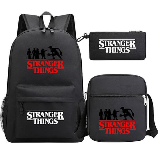 Stranger Things Ryggsäck 3-delars Set Student Skolväska Canvasväska 2 2