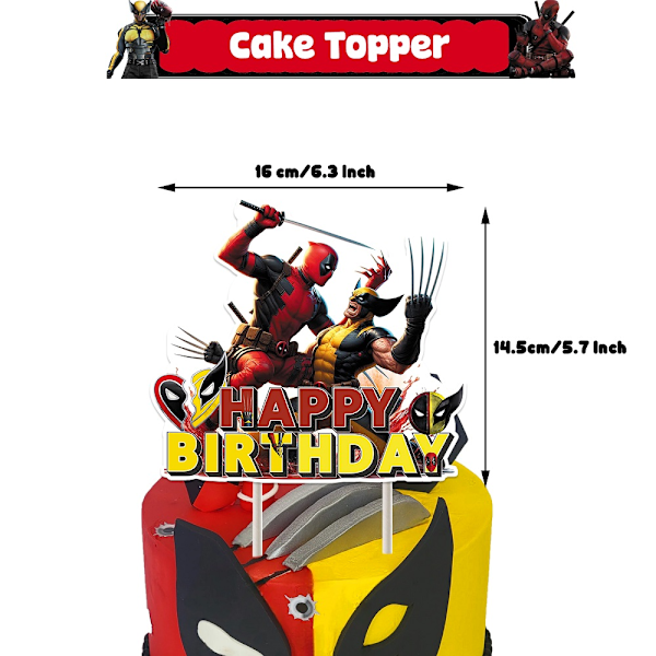 Deadpool Wolverine Teemainen Hyvää Syntymäpäivää Banneri Ilmapallot Set Kakun Koriste Juhlakoristelu