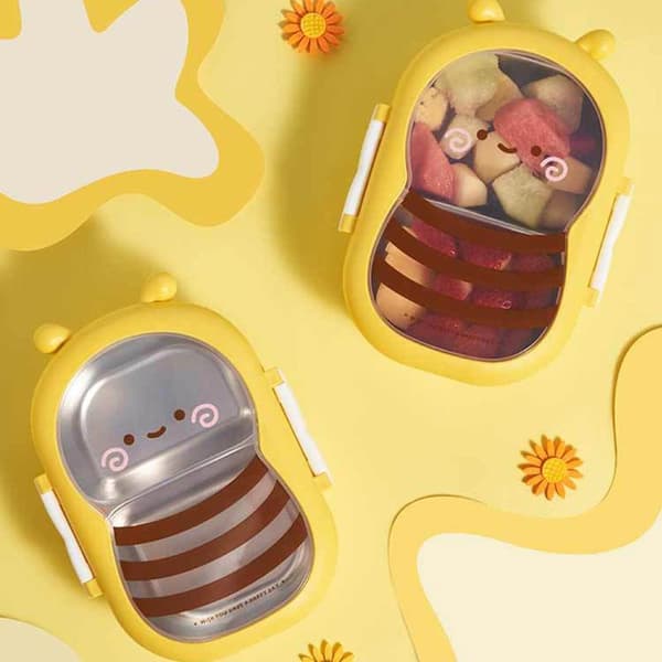 Matboks i rustfritt stål med sikker lås, Bees matboks, utfluktsservise