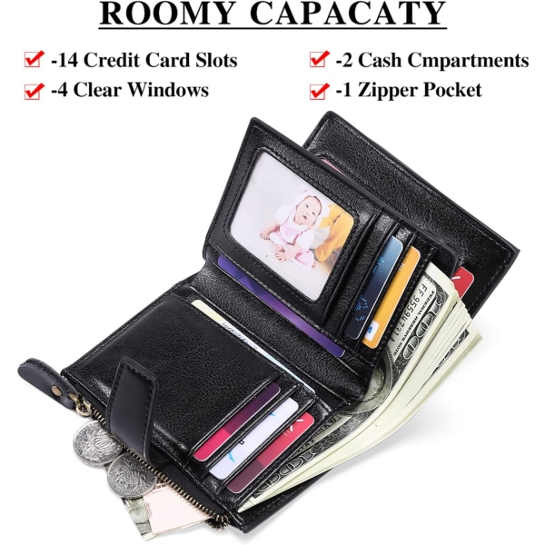 Damplånbok Smal myntplånbok i äkta läder Mynt med dragkedja för kvinnor och multi Anti RFID-blockerande korta plånböcker