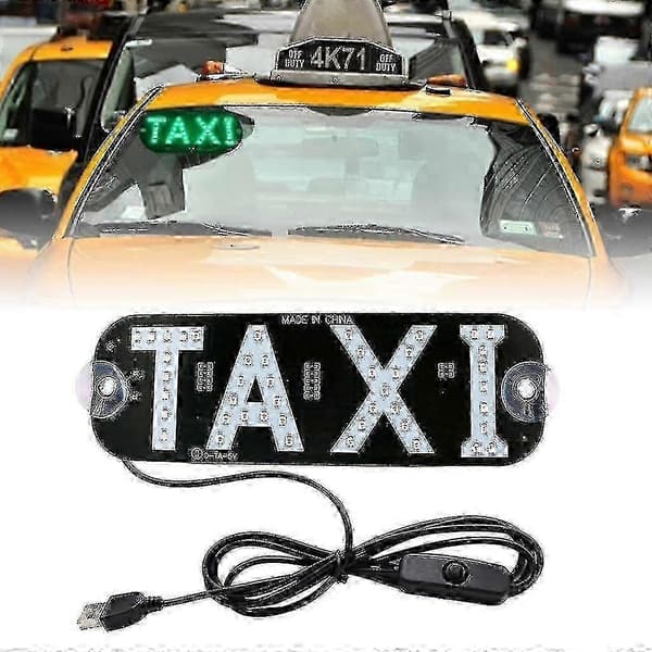 Taksin LED-kyltti R Taksin LED, koukku autoon USB-yhteydellä -yvan- Green