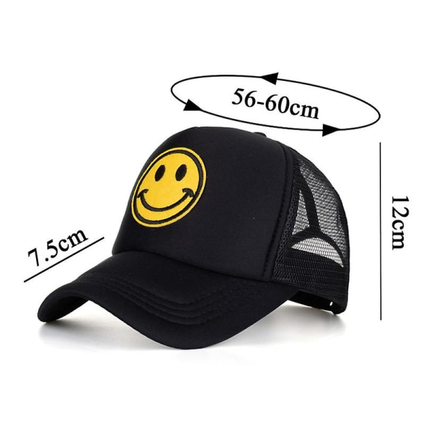 Klassisk Drew Smile Face Merrow Border Broderi Mesh Baseball Cap Menn Kvinner Casual Sommer Sport