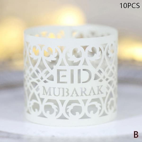10 st Eid Mubarak Pappersservettring Spänne Dekoration Pappersring Handduksspänne B 10 Pcs