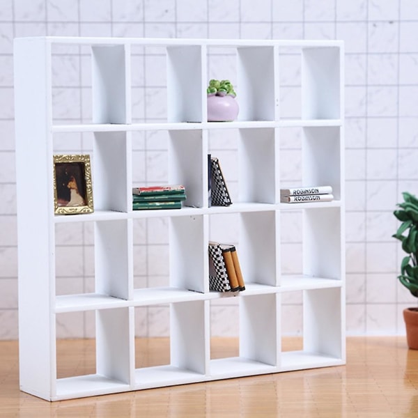 1/12 skala dockhus mini förvaringsställ modell 16 rutnät displayhylla prydnader Black