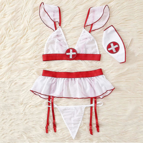 Sexet sygeplejerske Uniform Natklub Fest Cosplay Bryllupsrejse Kostume Pyjamas S