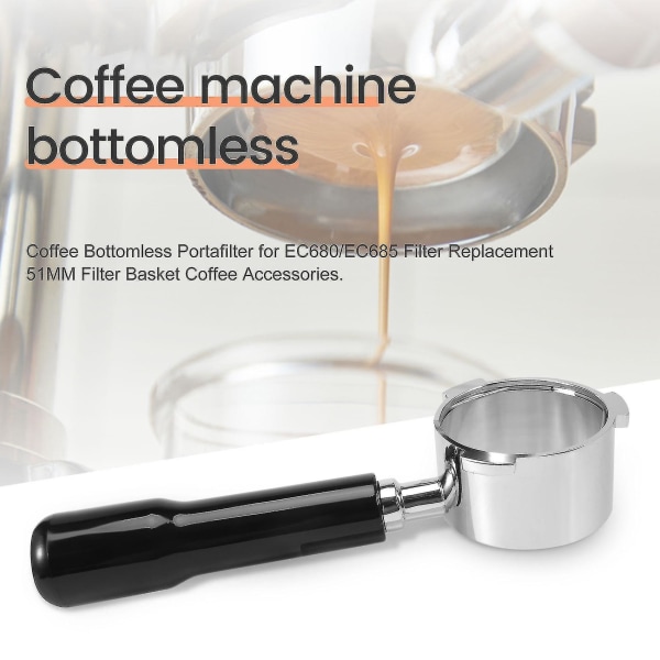Espresso Portafilter 51mm til Delonghi Ec685 Ec680 Kaffe Bundløst Portafilter med 51mm 2 Styles A