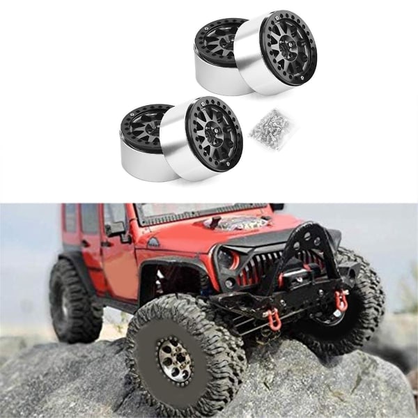 2,2 tuuman Beadlock-vanteet Heavy Duty Alloy for 1:10 RC Crawler SCX10 -4 4kpl-setti Silver