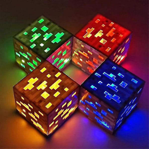 Minecraft Game Peripheral Miner Rechargeable Lamp Night Light Flashlight Toy Red