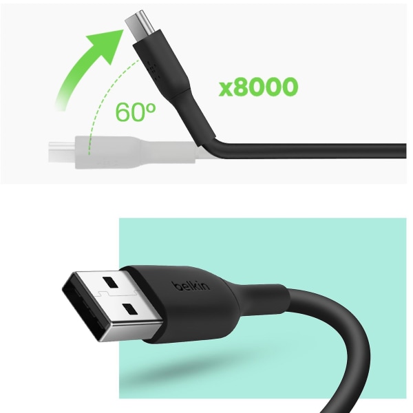 USB til USB-C-kabel Lad og synkroniser Ultra Resistant 3m Belkin Black
