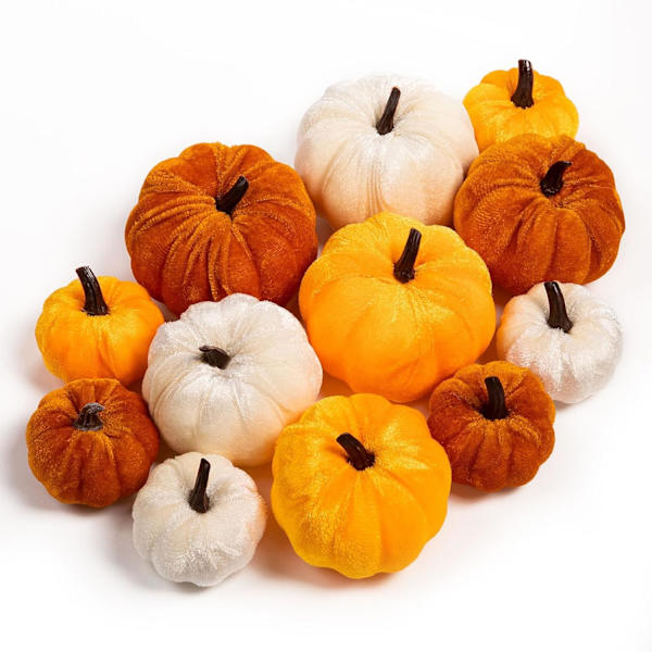 Plysj Gresskar Høstdekorasjoner, Mini Små Gresskar, Kunstige Gresskar, Halloween, Thanksgiving, Hjemmebordsdekor (12 Pakk, Oransje)