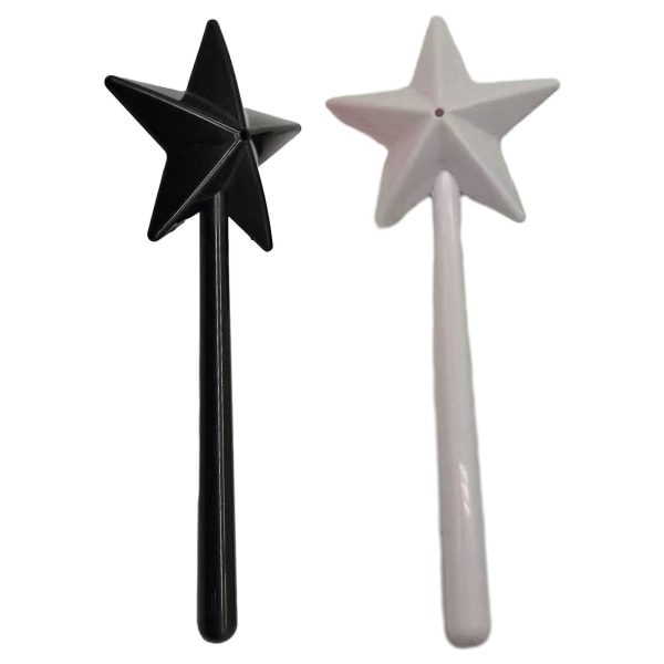 1/2 stk Salt Pepper Stick Fem-spiss Star Topper Matkvalitet Plast Komfortabelt grep Langt håndtak Håndholdt krydderstav Beholder Dispenser Kjøkken Black  White A