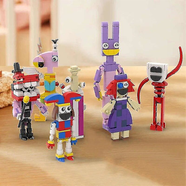 7 stk Amazing Digital Circus Building Blocks Jax Game Anime Bricks Collection Cartoon Model Legetøj Børn Uddannelsesgaver