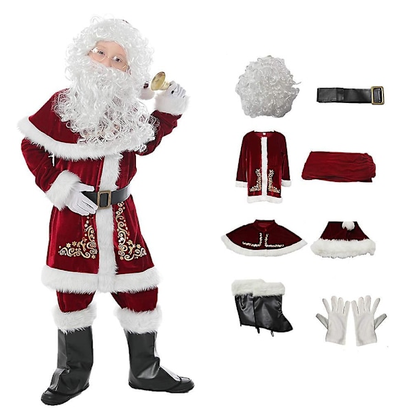 Juldräkt för barn Set Tomtedräkt Sammet Barn Cosplay Kläder För Pojkar M 115-125