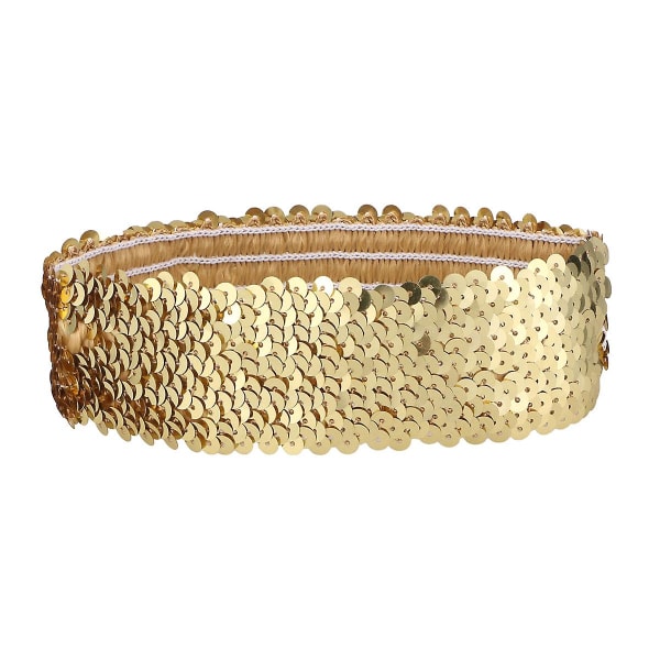 1 st paljetthårband, fashion sport hårband, glitter huvudbonad, elastiskt bling huvudbonad för kvinnor flickor gul grön Golden