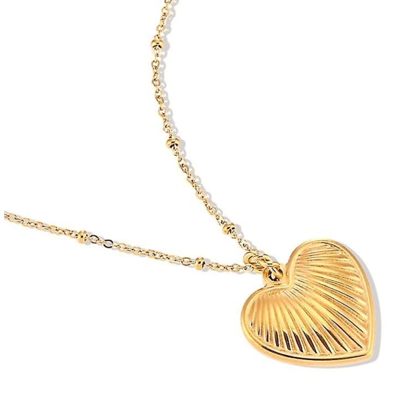 Barbie Ray Texture Heart Necklace - Minimalist, Cute Stainless Steel Necklace for Women, Ideal for Cartoon and Anime Jewelry Enthusiasts