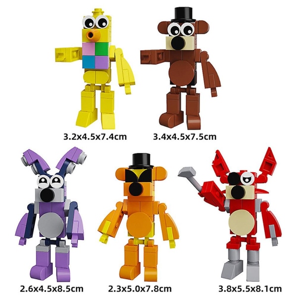 5 st/set Five Nights At Freddy's Byggklossleksaker, Skräck Fnaf Spel Actionfigur Modell Leksak, Fans Samlarobjekt Vuxen Pojke Flicka Födelsedagspresent