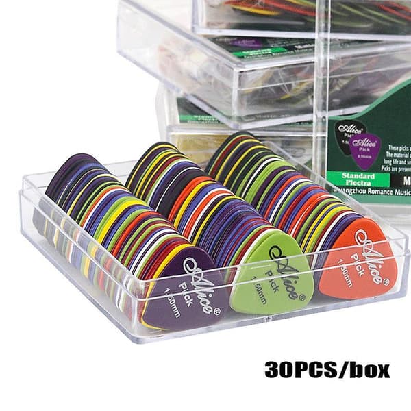 30 stycken/förpackning Alice Gitarrplektrum Halkfritt Nylon Mediator Akustisk Elektrisk Gitarr Multicolor 1 Box